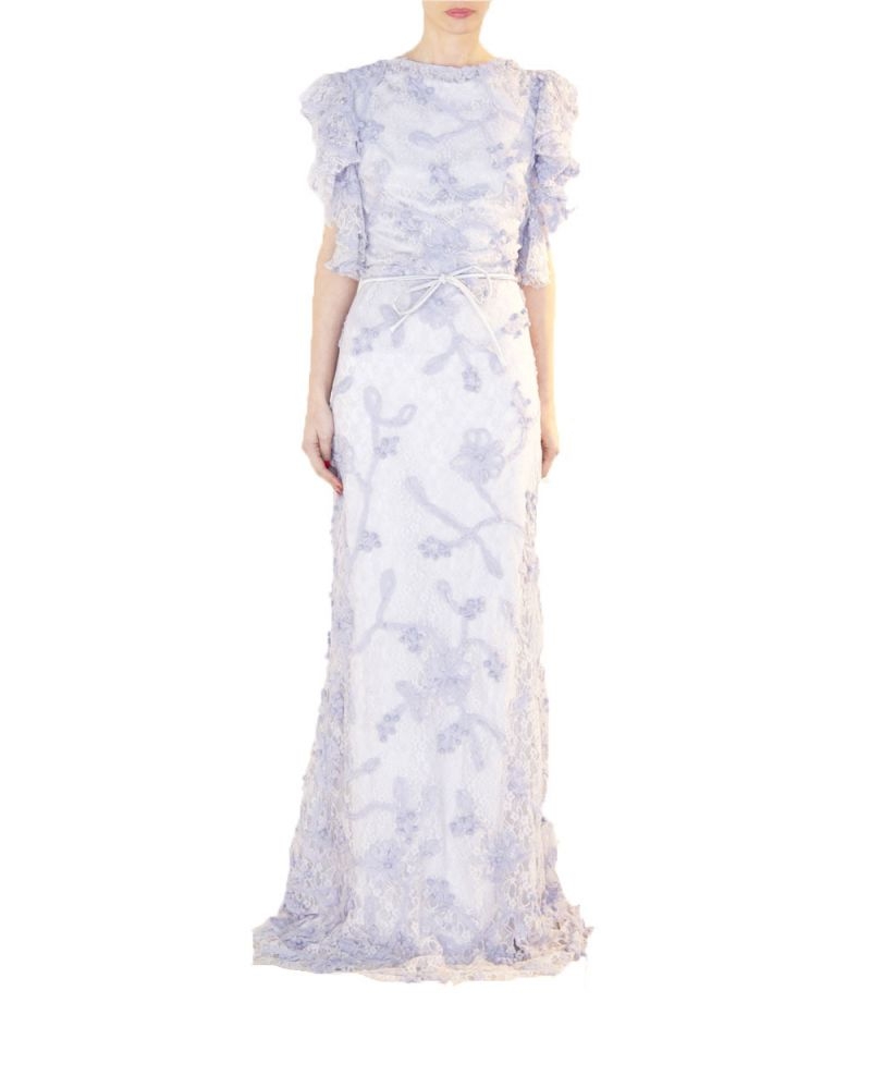 vestido encaje lila silueta